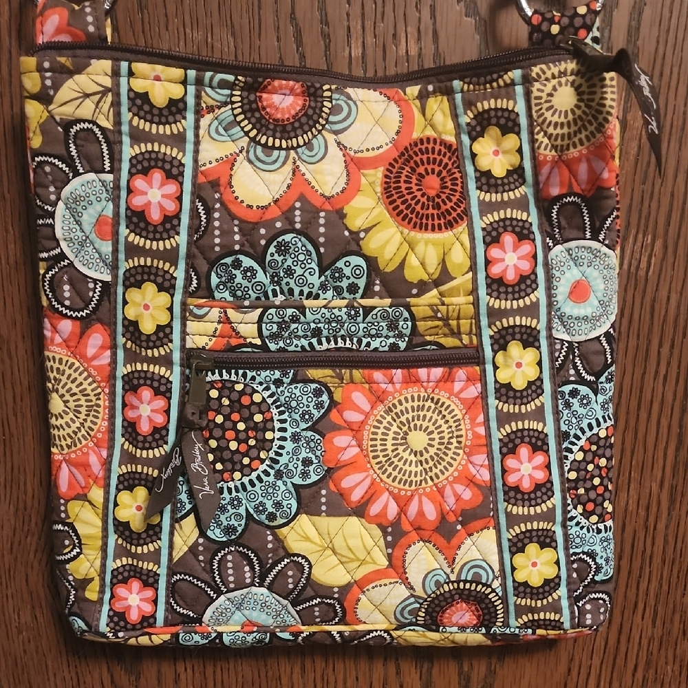 Vera Bradley Floral Shoulder Bag - Brown, Yellow, Blue, Orange